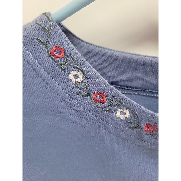 Vtg Separate Issue Women's Blue Embroidered Short Sleeve Shirt Top Size L - Picture 4 of 12